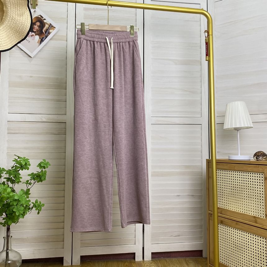 DIYI - Corduroy broek met wijde pijpen en trekkoord