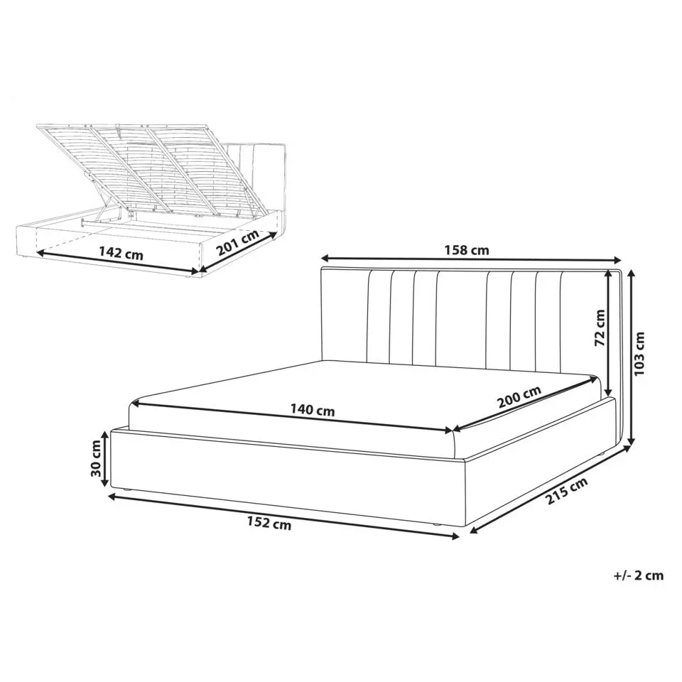 TARASCON - Tweepersoonsbed - Lichtbeige - 140 x 200 cm - Stof