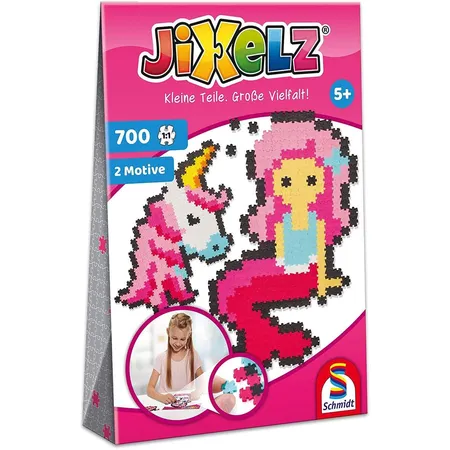 Schmidt Spiele Puzzle - Jixels Einhorn und Meerjungfrau, 700 Teile, 2 Motive, mit Designvorlage