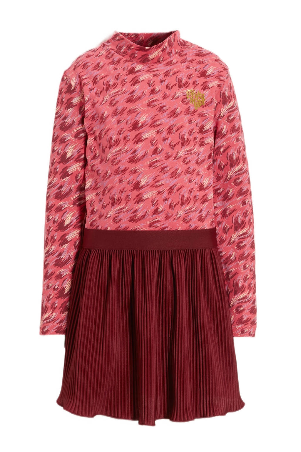 Orange Stars jurk Nikola met all over print roze/rood