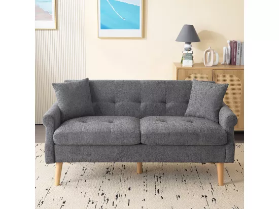 Design moderne, meubles rembourrés, canapé double, canapé rembourré avec coussins épais, gris