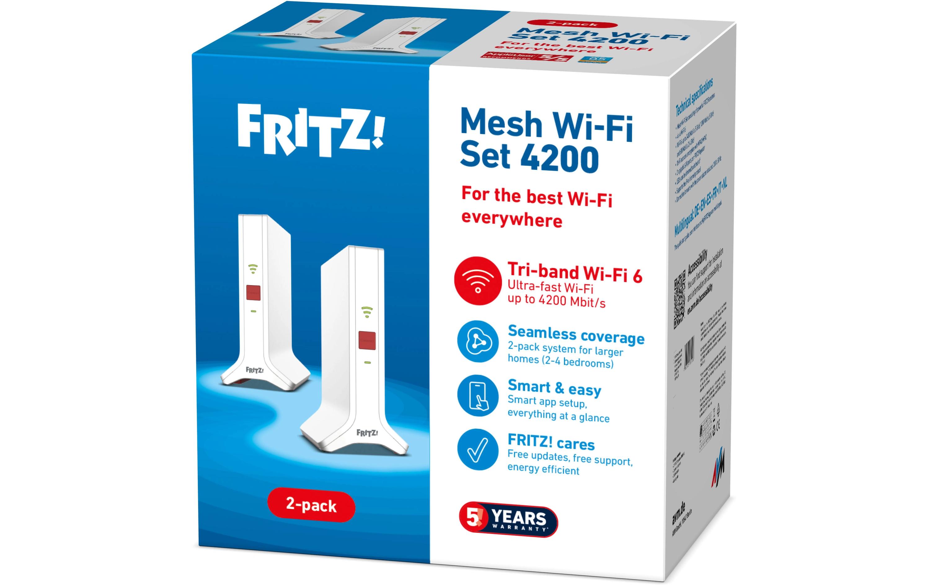 WLAN-Mesh-Repeater Set 4200 2-pack Edition International<br>Mesh Set 4200 2-pack Edition International Netzwerk-Repeater 4200 Mbps Rot, Weiss