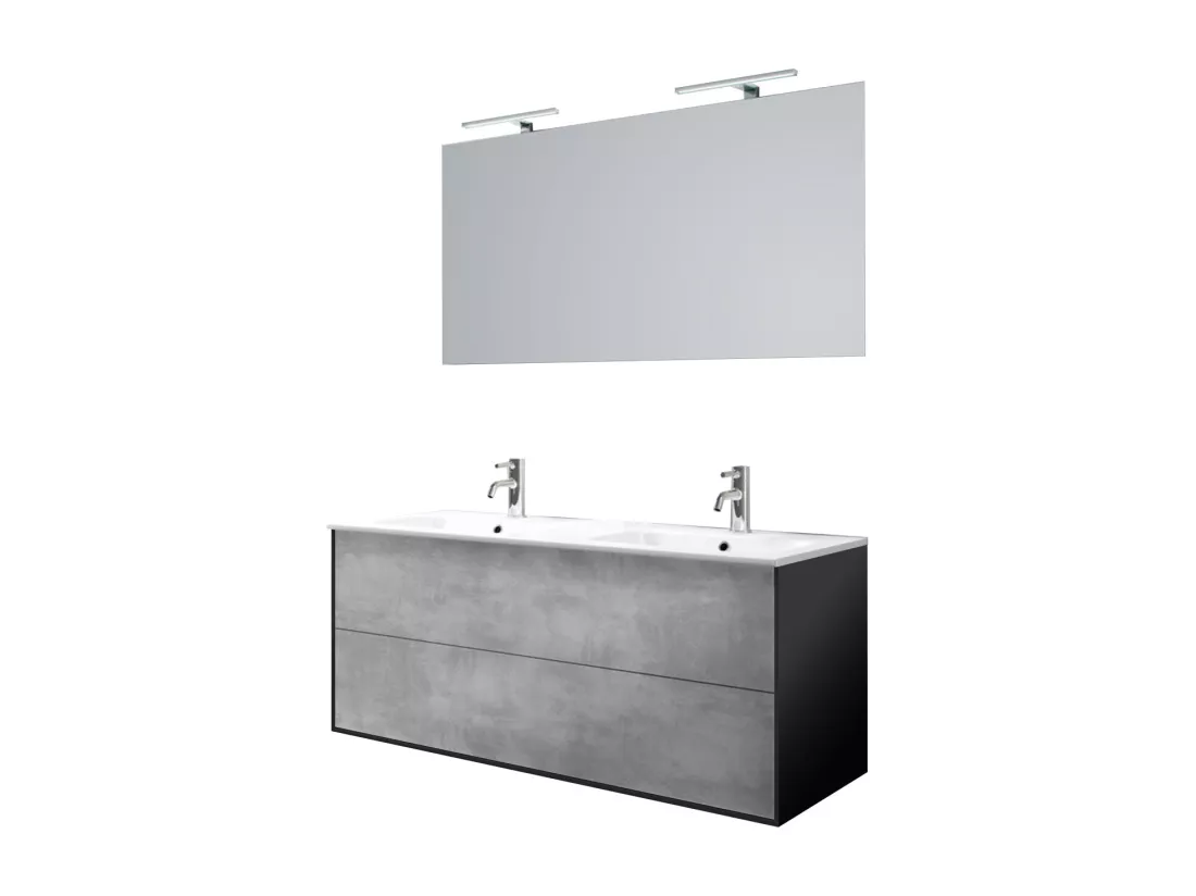 Ensemble de salle de bain double vasque 5 pièces IGEA ciment