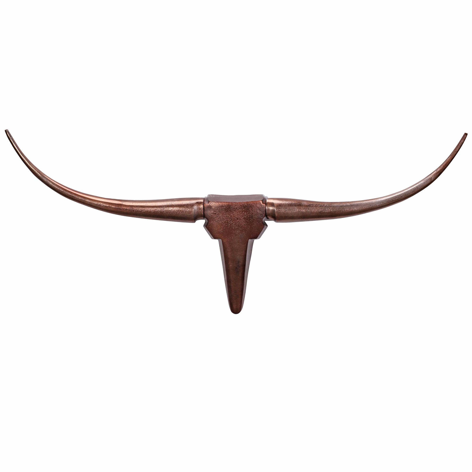 FineBuy Deko Geweih Bull M Aluminium Design Hörner 100cm Wanddekoration Bronze
