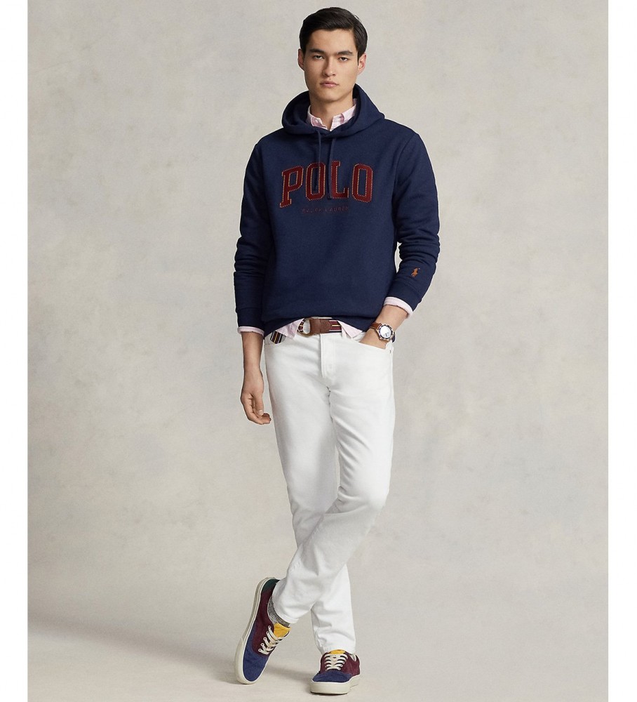 Moletom com capuz Ralph Lauren Logo Fleece azul marinho