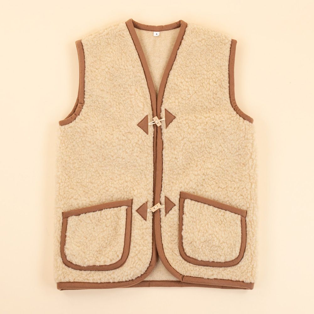Moonrise dames wollen vest met knoopje lichtbruin