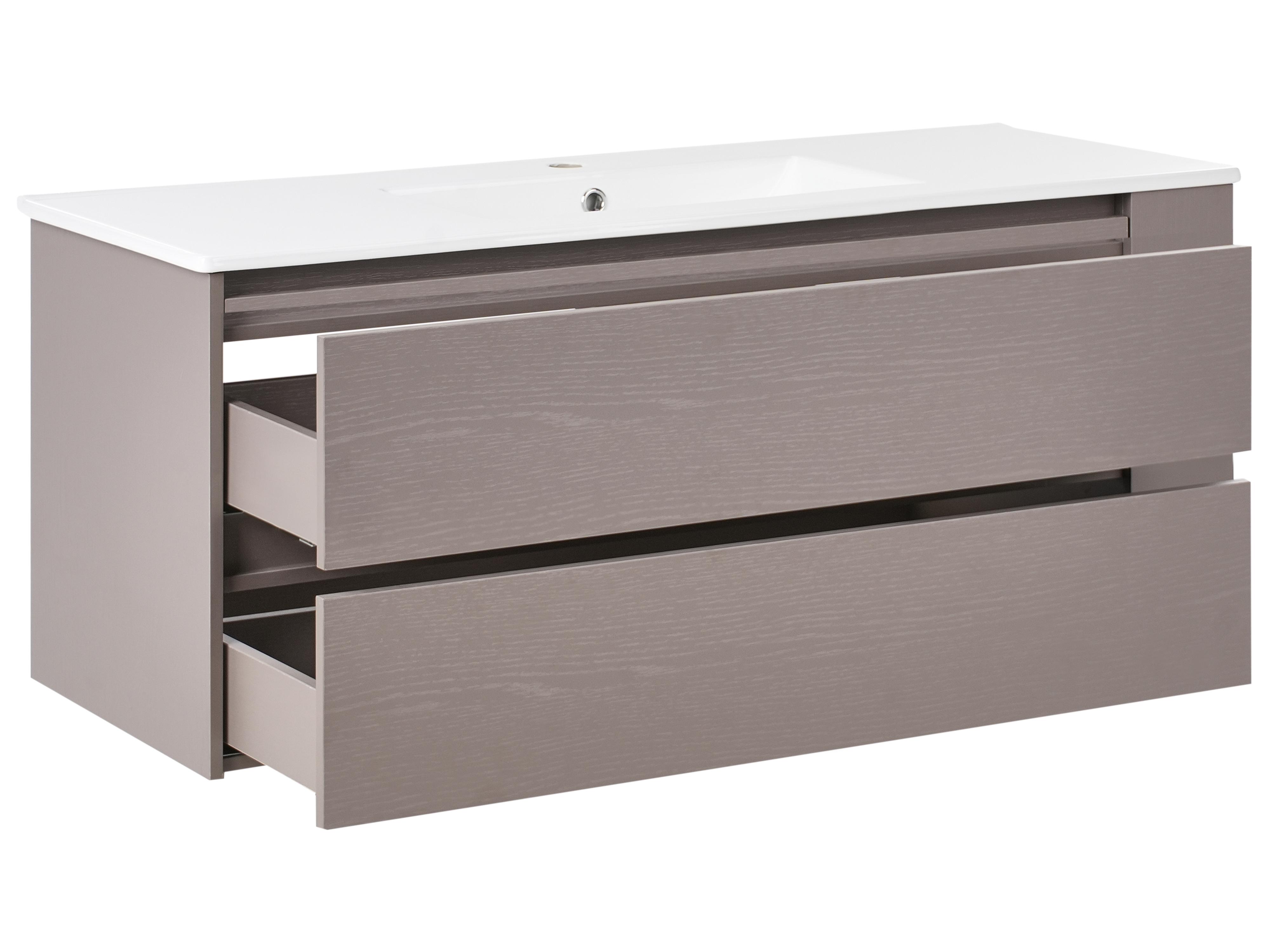Wandgemonteerd meubel met wastafel MANCORA Taupe