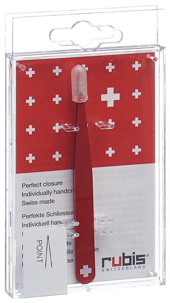 RUBIS Pinzette Schweizerkreuz spitz rot Inox 1 Stk