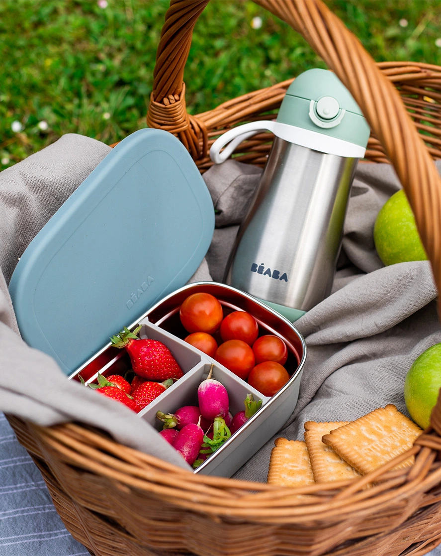 Edelstahl-Brotbox LUNCH mit Trenner in baltic blue