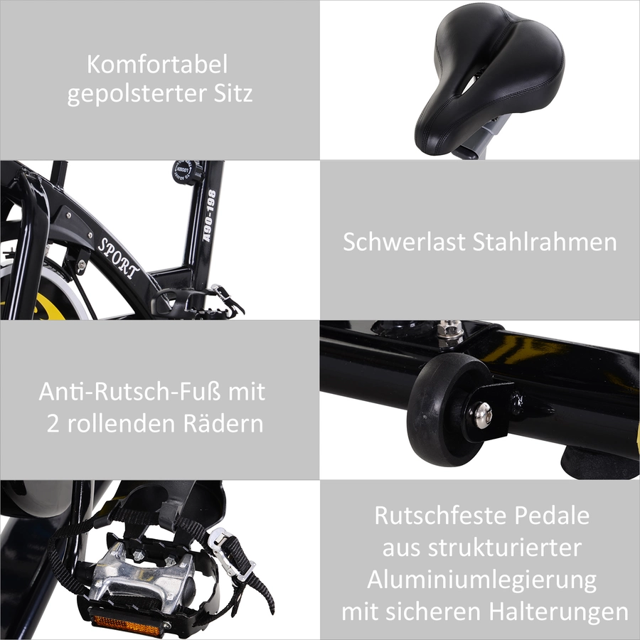 HOMCOM Fahrradtrainer mit stufenlosem Magnetwiderstand schwarz