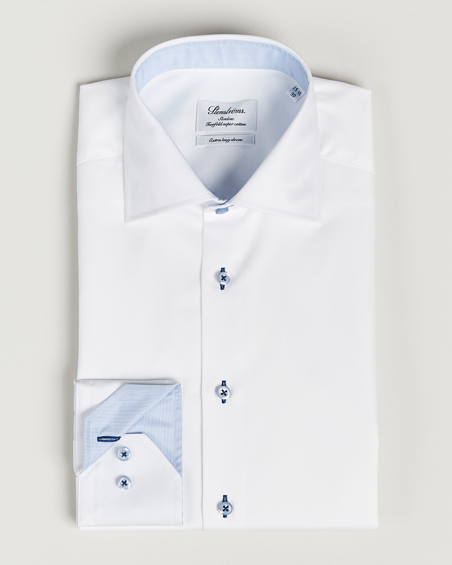 Stenströms Slimline X-Long Sleeve Contrast Shirt White