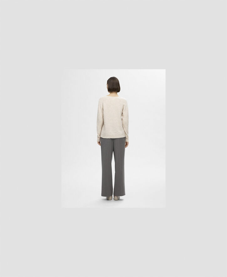 Selected Femme SLFLULU NEW LS ALPACA BLEND KNIT V-NECK B NOOS Birch/melange