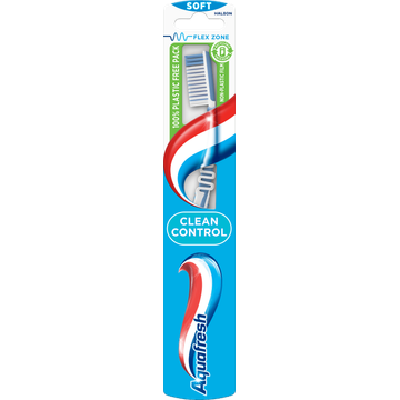 Aquafresh Clean Control Soft dagelijkse Tandenborstel 1 stuk, 100% plasticvrije verpakking