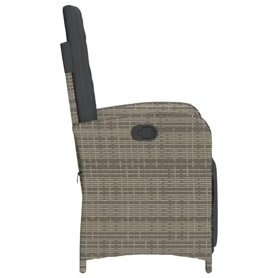 vidaXL - Verstelbare tuinstoelen - Voetensteun - Grijs - Poly rattan - 2 stuks