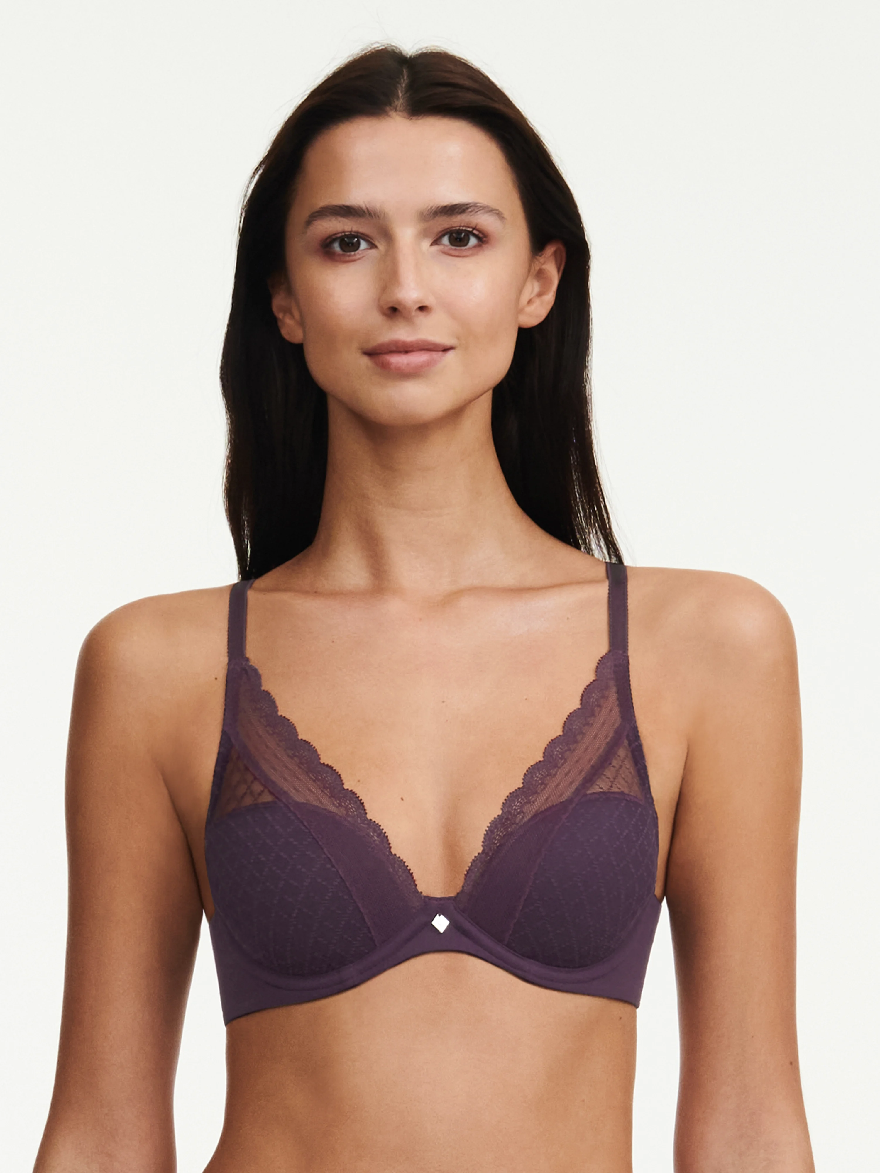 NORAH CHIC - Soutien-gorge coques plongeant en dentelle | Violet