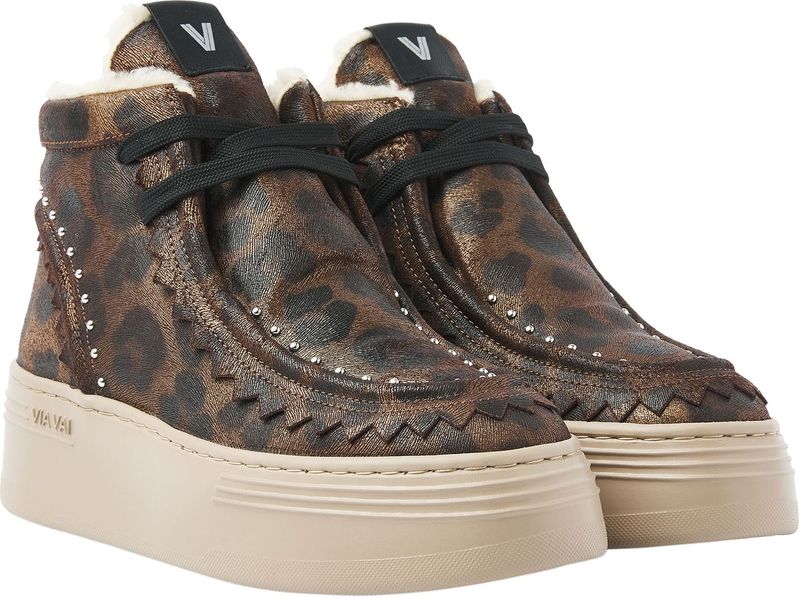 VIA VAI - Isa Callum - Sneakers - Luipaardprint - Lichtgewicht Plateauzool