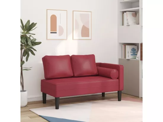 Prolenta Premium - Chaise longue avec coussins rouge bordeaux similicuir