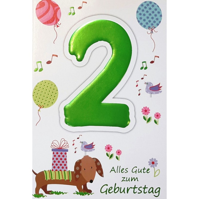 Zahlengeburtstagskarte 2. Geburtstag