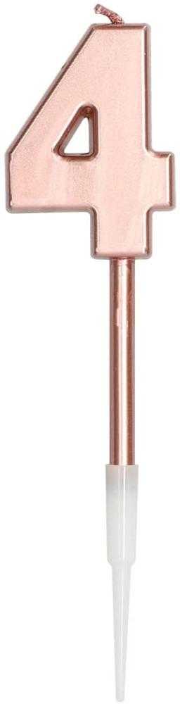 Zahlenkerze *4* rosé metallic