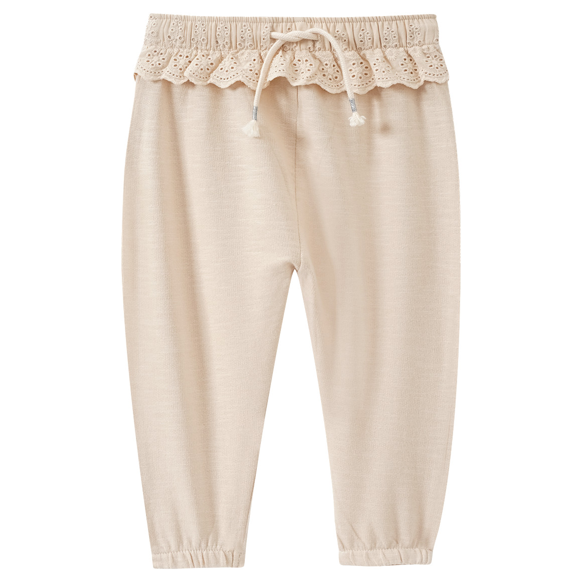 Topomini Baby Jogginghose mit Spitzen-Einsatz beige