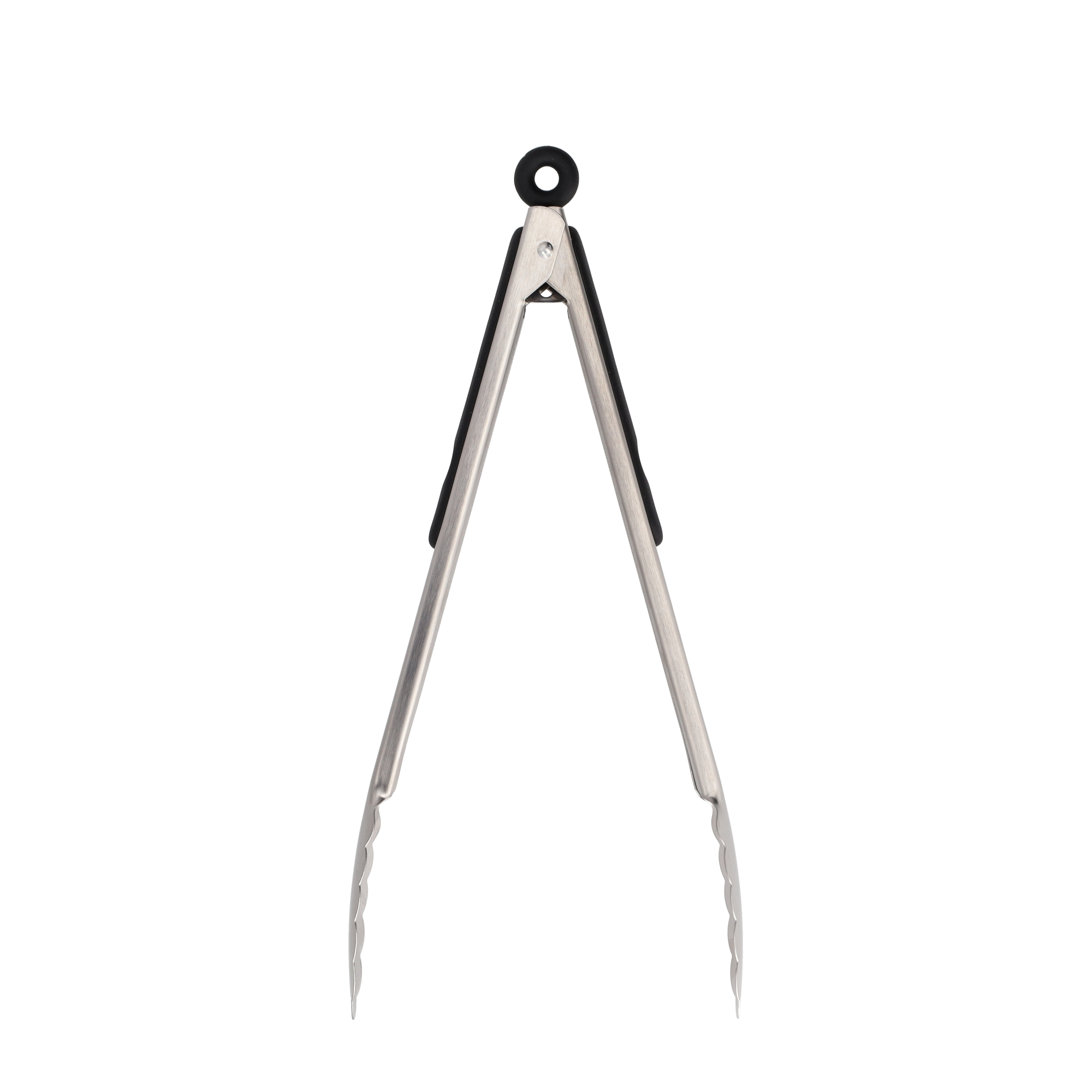 (34cm) Edelstahl Zange BBQ Grillzange Universal Küchenzange mit Arretierung - Silber / Schwarz