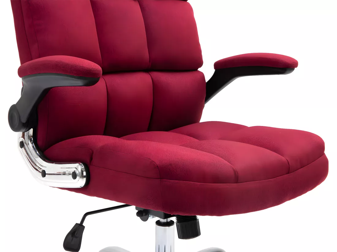 Chaise de bureau MCW-J21, tissu/textile rouge-vin