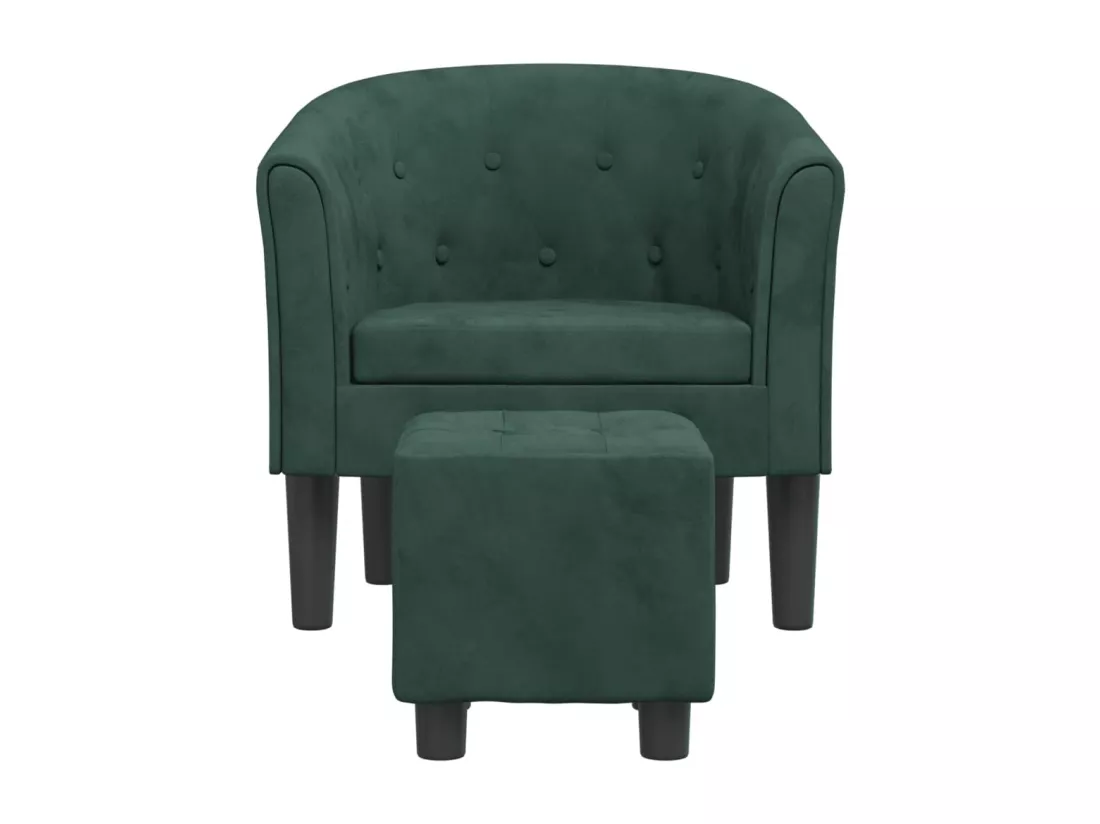 Fauteuil cabriolet avec repose-pied vert foncé velours