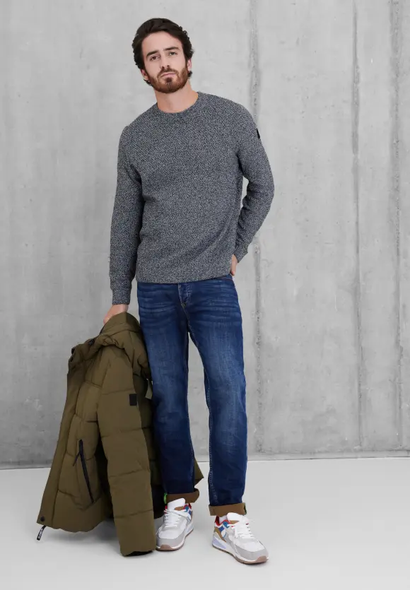 Mouliné Strickpullover - anthracite grey melange