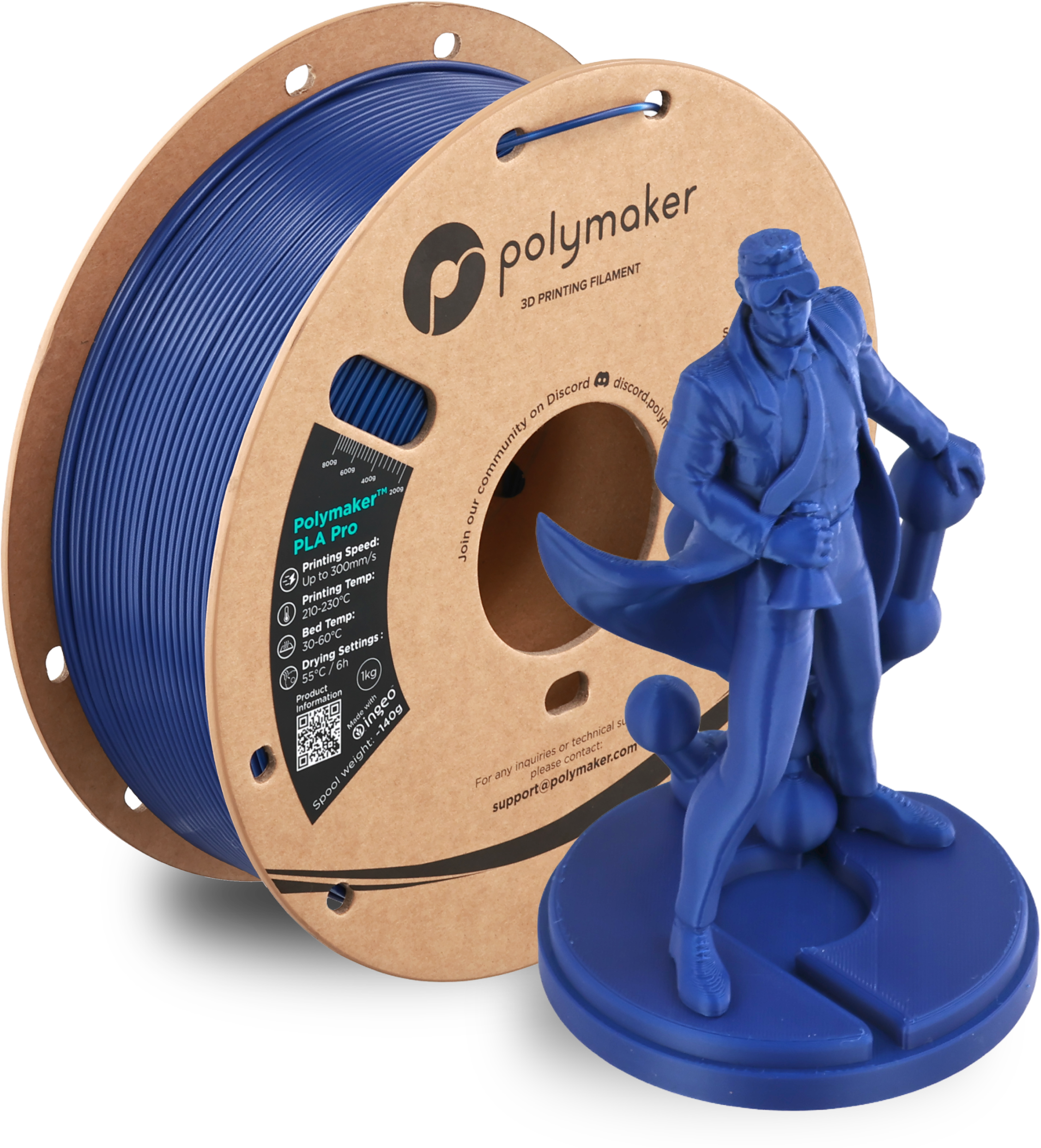 Polymaker  PLA Pro Blue, 1,75 mm / 1000 g    Neue, verbesserte Formulierung: Hochleistungs-High Speed-PLA in Blue