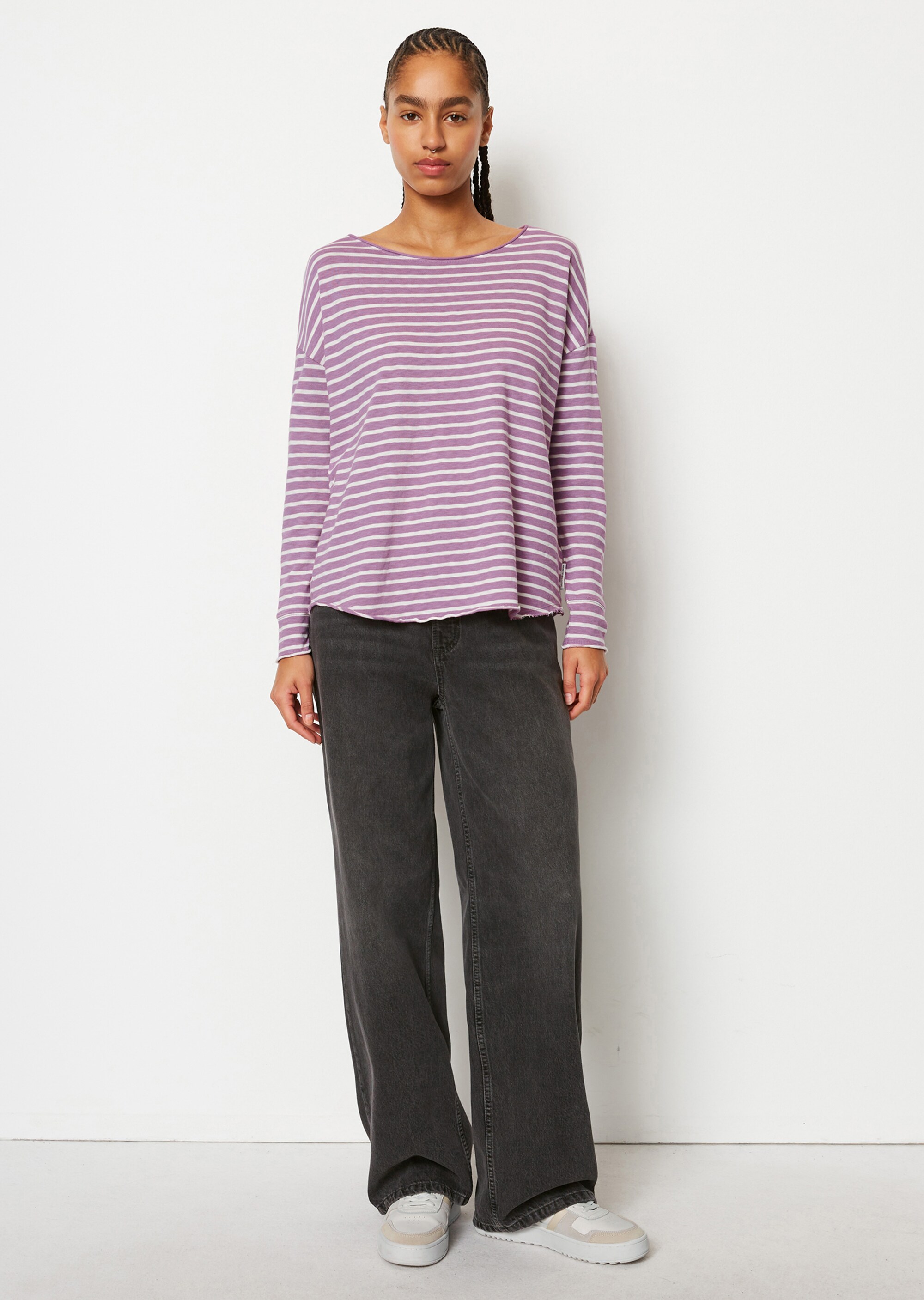 Gestreiftes Longsleeve oversize aus Heavy-Cosy-Slub-Jersey