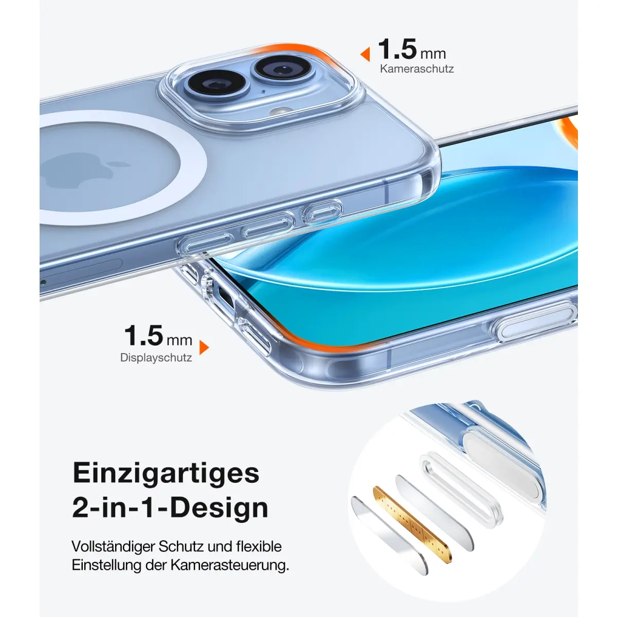 iPhone 17 Guardian Magnetic Series Hybrid Hardcase Hülle mit TPU Bumper - Transparent