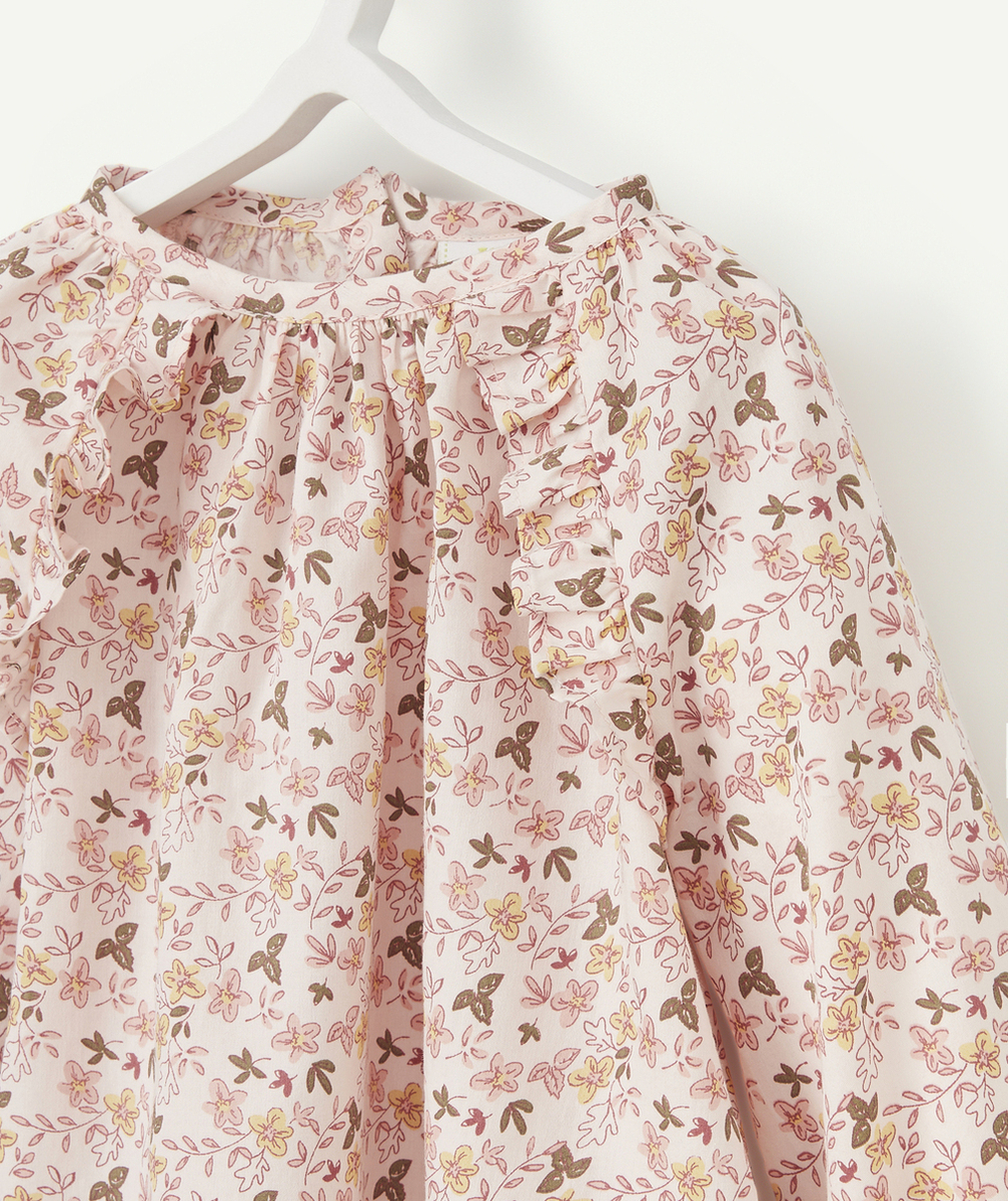 BLOUSE BÉBÉ FILLE ROSE EN COTON AVEC IMPRIMÉ FLEURI