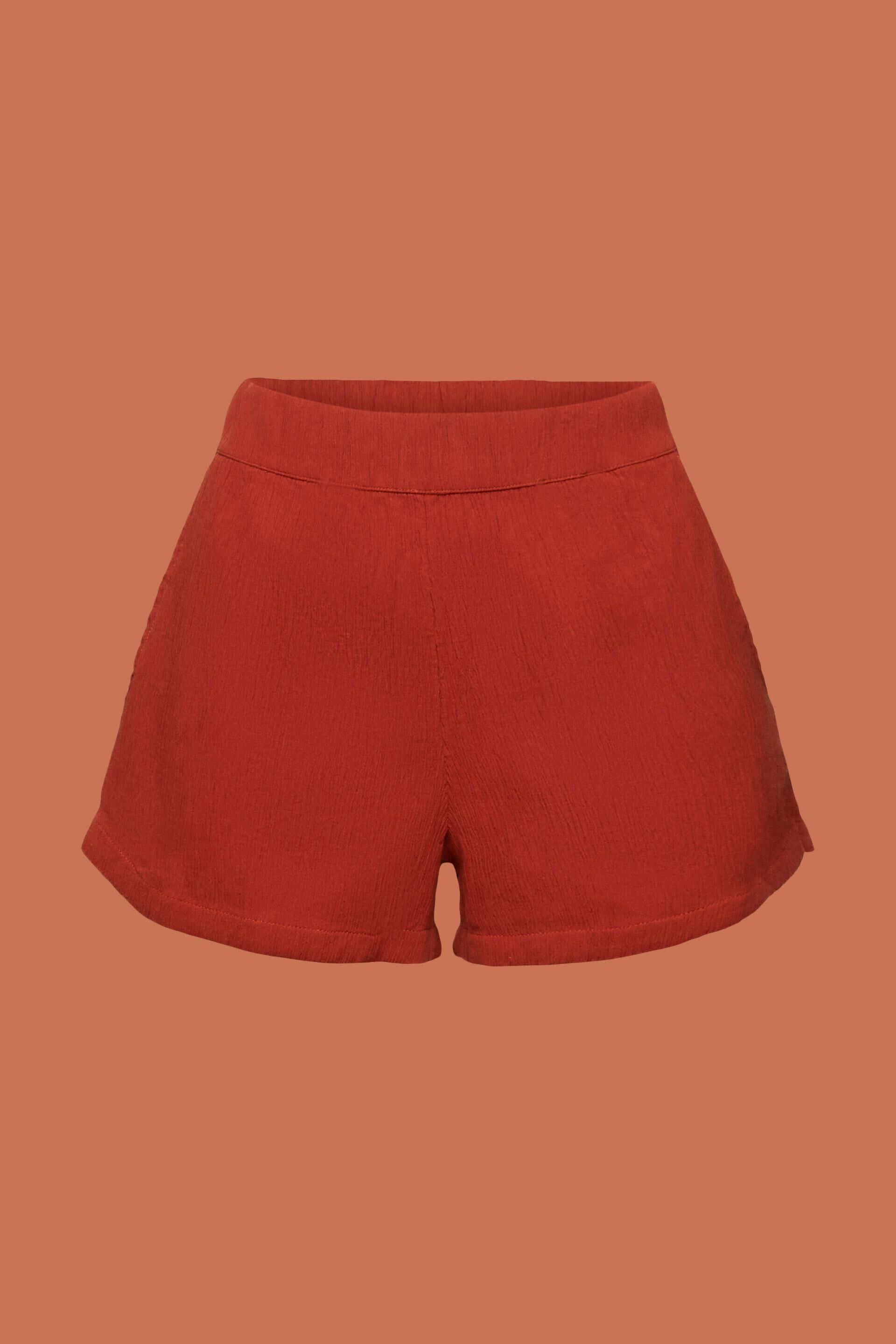 Short à enfiler en coton froissé