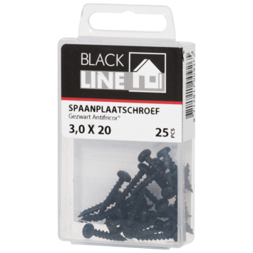 Blackline spaanplaatschroef zwart TX-10 3.0x20 mm 25 stuks