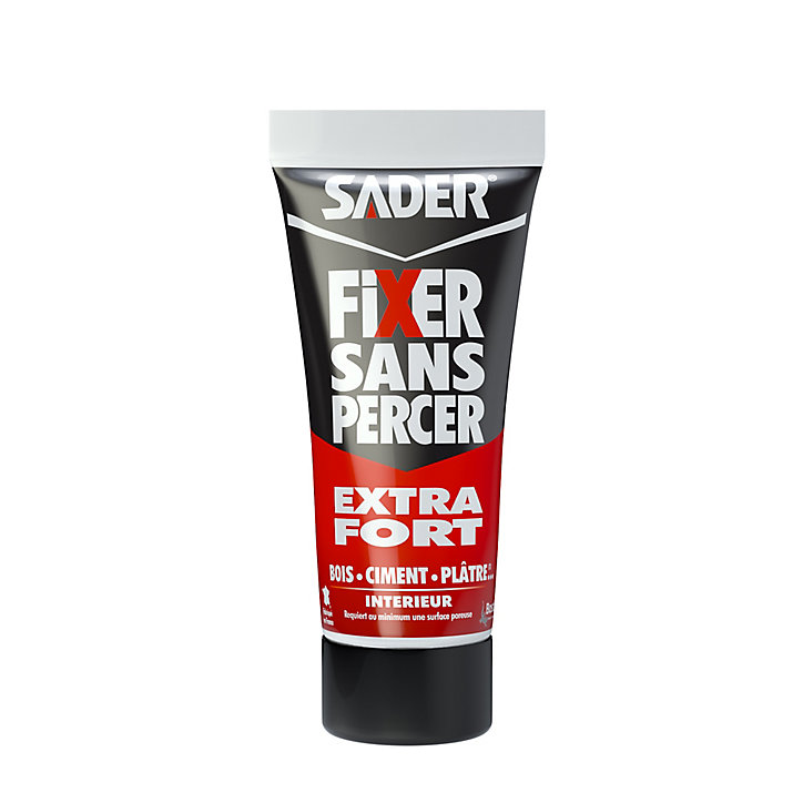 Mastic de Fixation Sader Fixer Sans Percer Extra Fort - Blanc - Tube 55ml