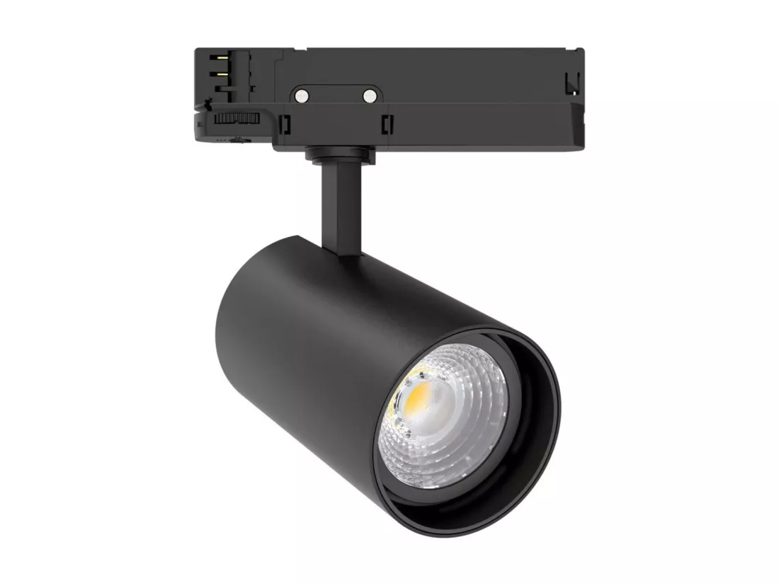Spot LED sur Rail Triphasé 30W Fasano Dimmable DALI Noir 3200K Blanc chaud