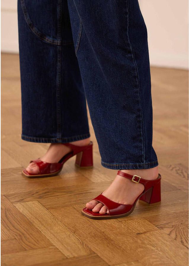 Manfield Dames Rode lakleren sandalen met hak