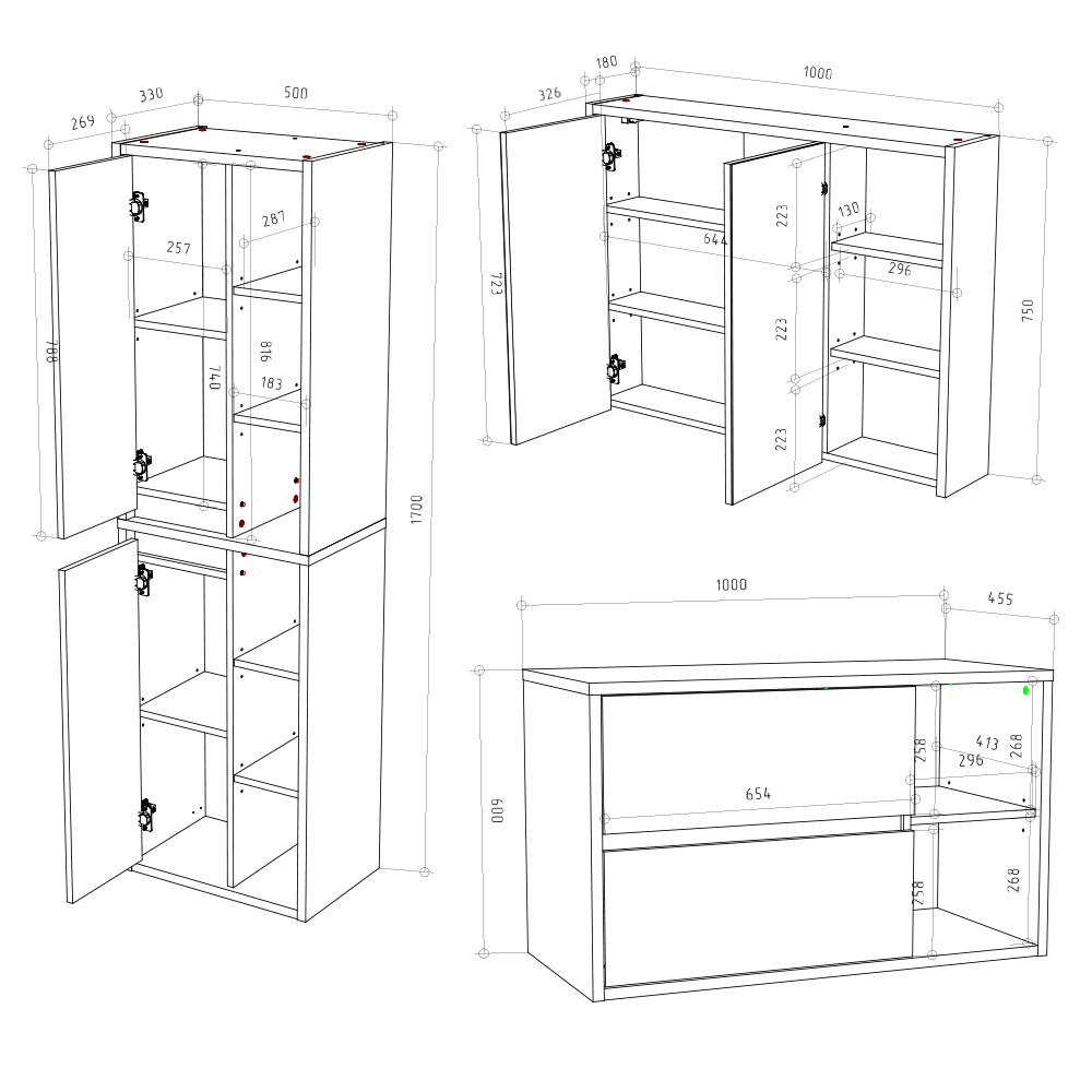Vicco Badmöbel Set Viola Weiß Spiegelschrank Hochschrank Waschtischunterschrank