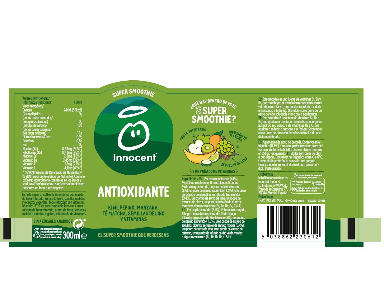 SUPER SMOOTHIE INNOCENT ANTIOXIDANTE 300ML
