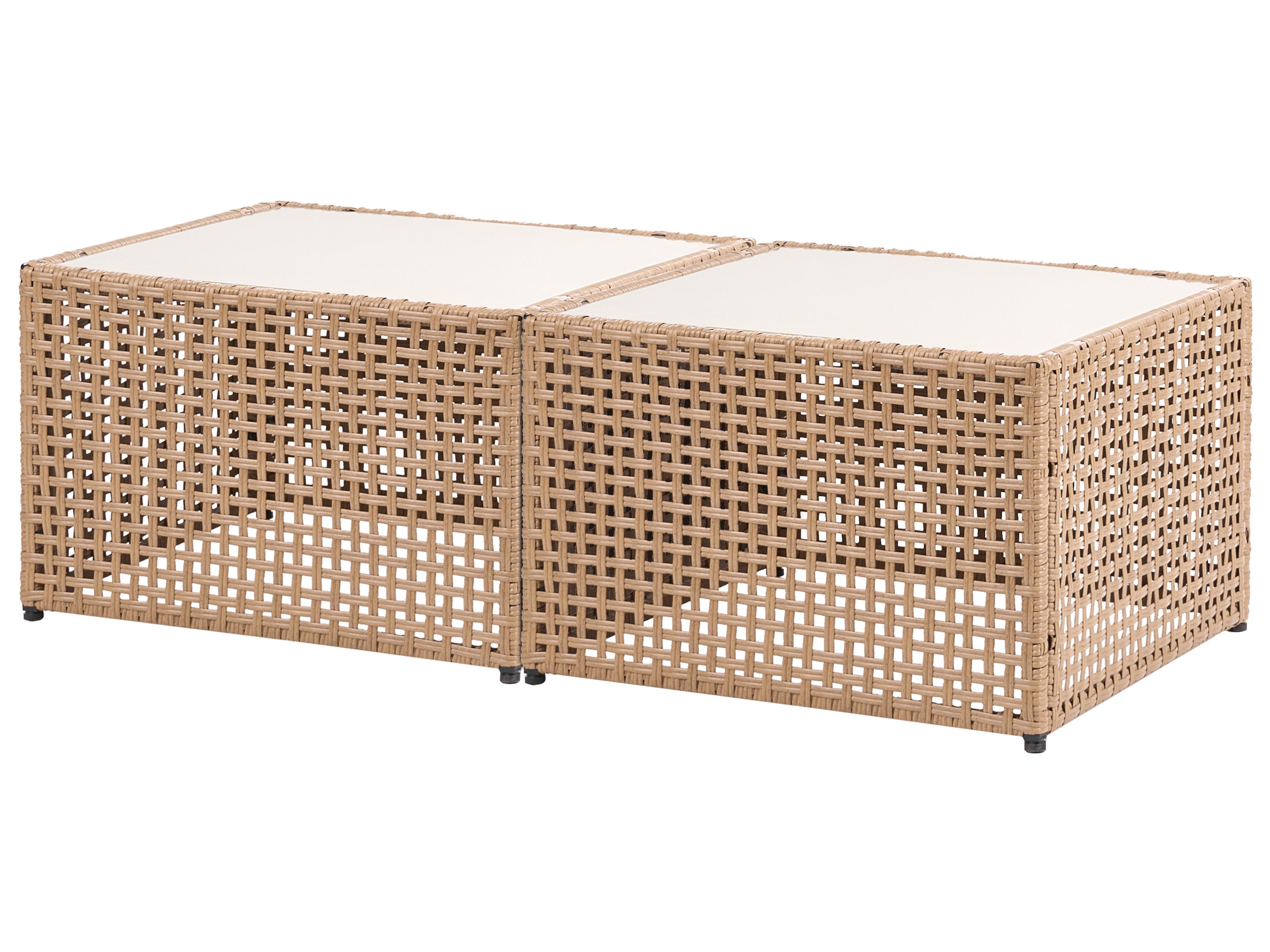 Tuin hoekloungeset met tafel 6-zits OMEGANA modulair PE rotan Lichtbeige