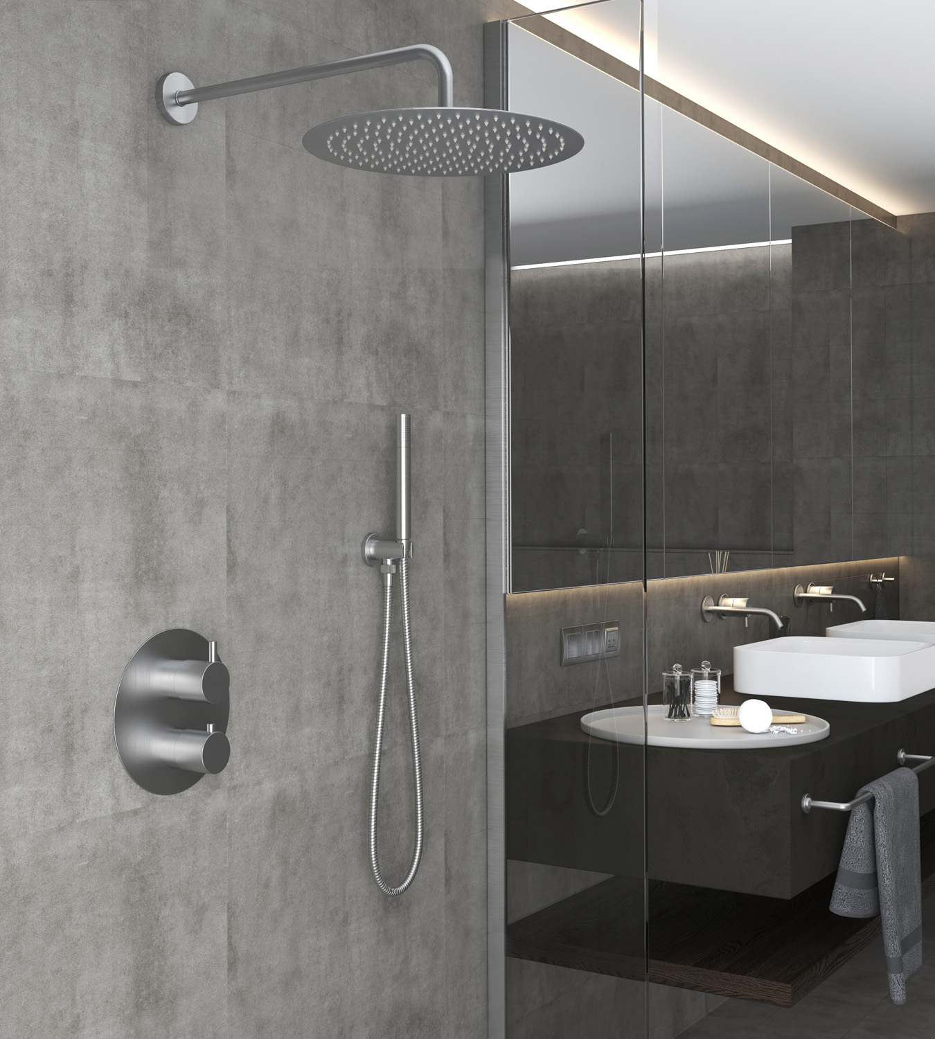 Saniclear Exclusive inbouw regendouche rond met 30cm hoofddouche en muurarm RVS