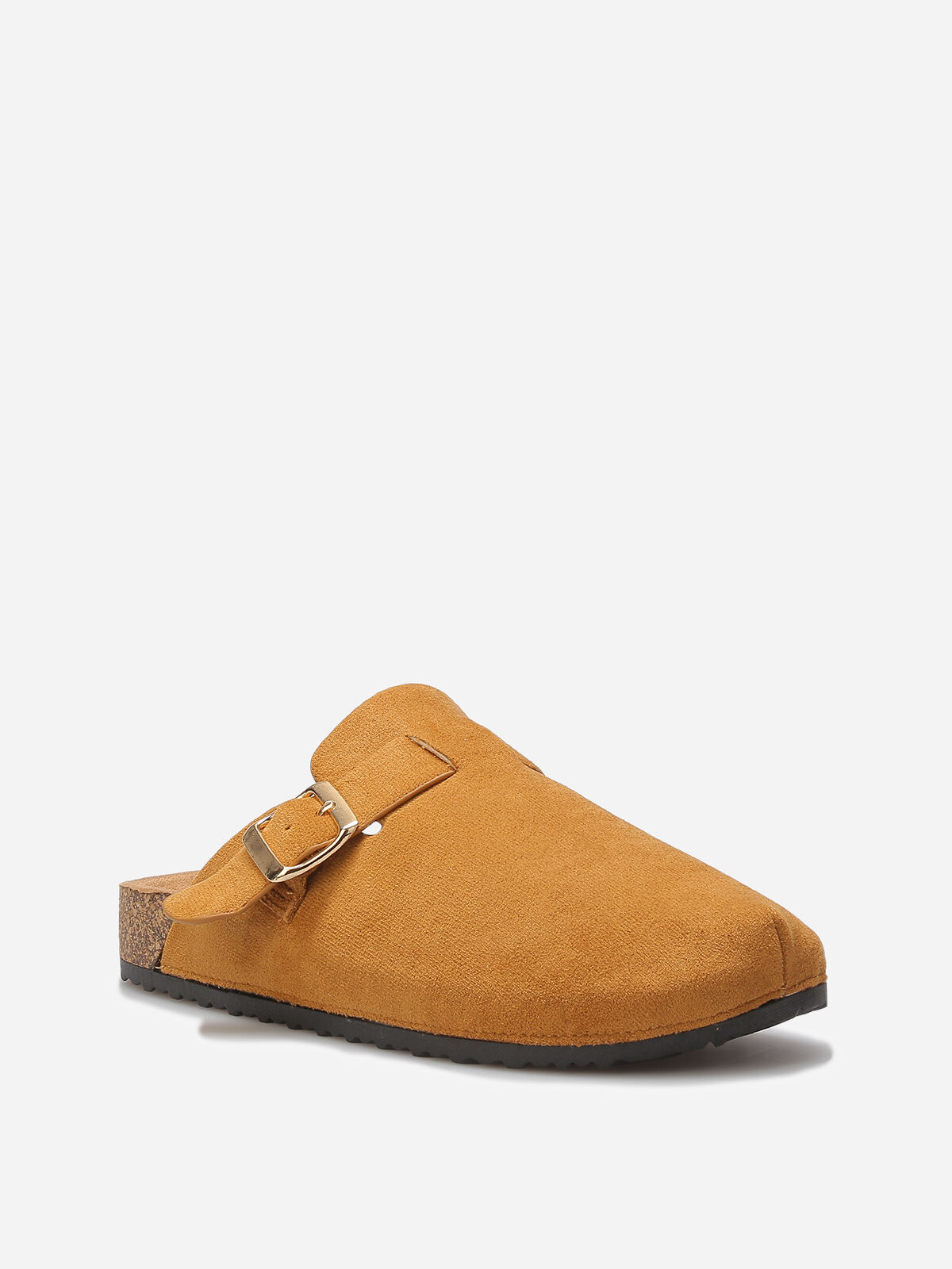Mules en suédine avec bride- Camel
