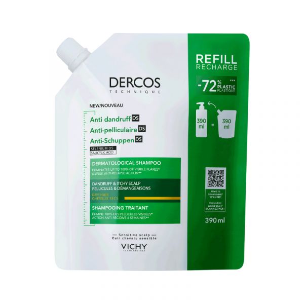 Vichy Dercos Shampoo Anticaspa Seca Recarga 390ml