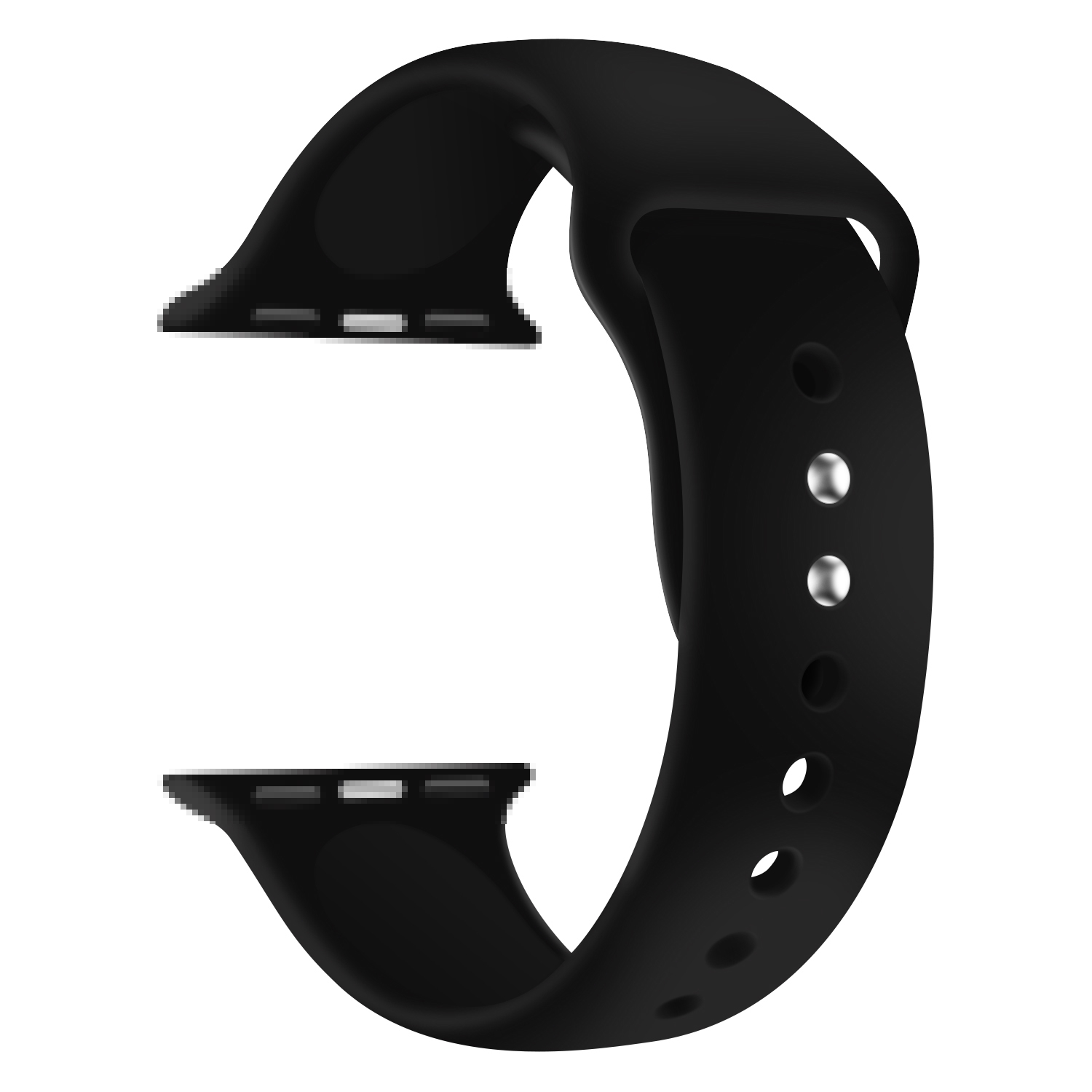 Apple Watch (49/46/45/44 mm) Silikon Sport Armband mit Doppelverschluss (Gelenkumfang: 195-230mm) - Schwarz