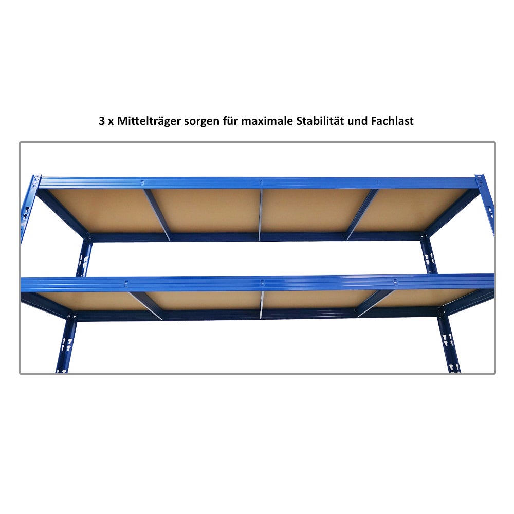 PROREGAL Professionele Heavy-Duty Stellingkast Goliath HxBxD 180 x 200 x 60 cm Plankdraagvermogen 350 kg Blauw
