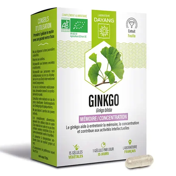 Dayang Ginkgo Biloba Orgânico 15 cápsulas