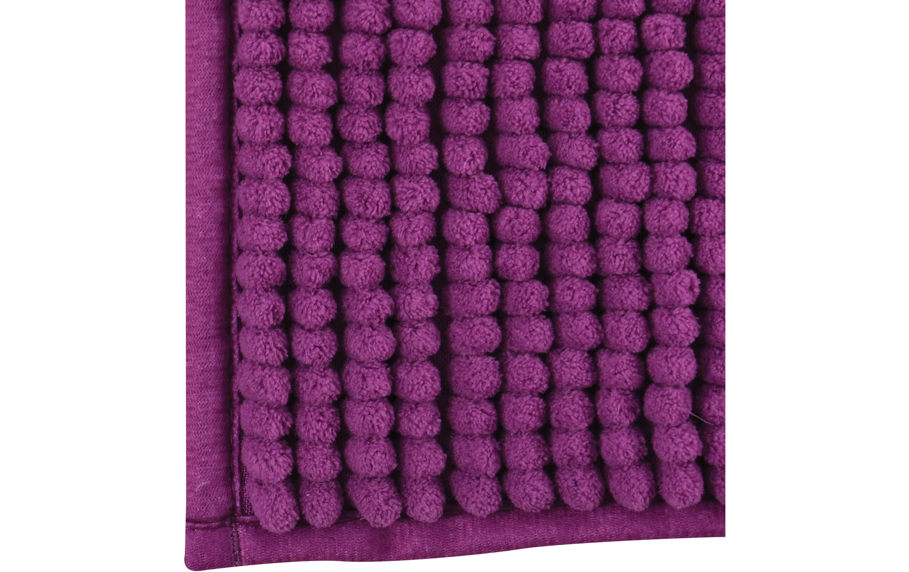 Badteppich Chenille 60 x 90 cm, ViolettBadematte mit rutschfester Unterseite