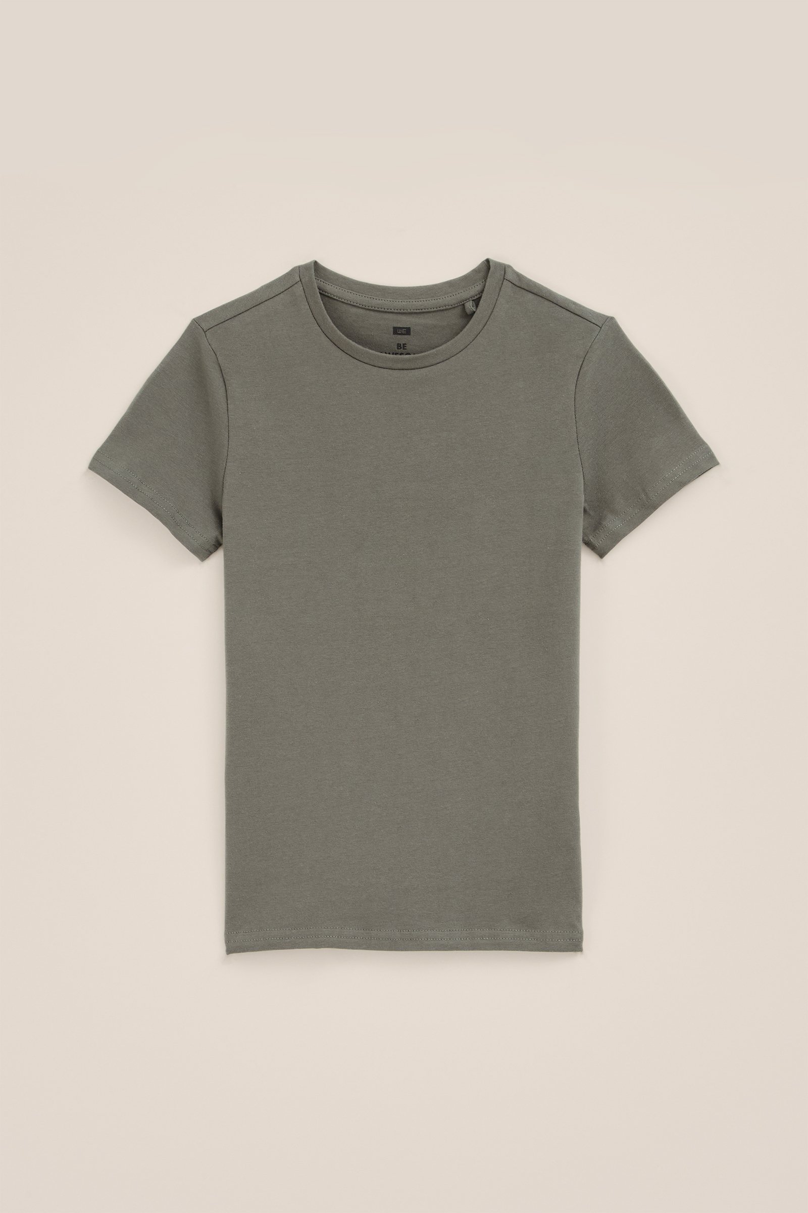 Jongens basic T-shirt met ronde hals WE Fashion Mosgroen