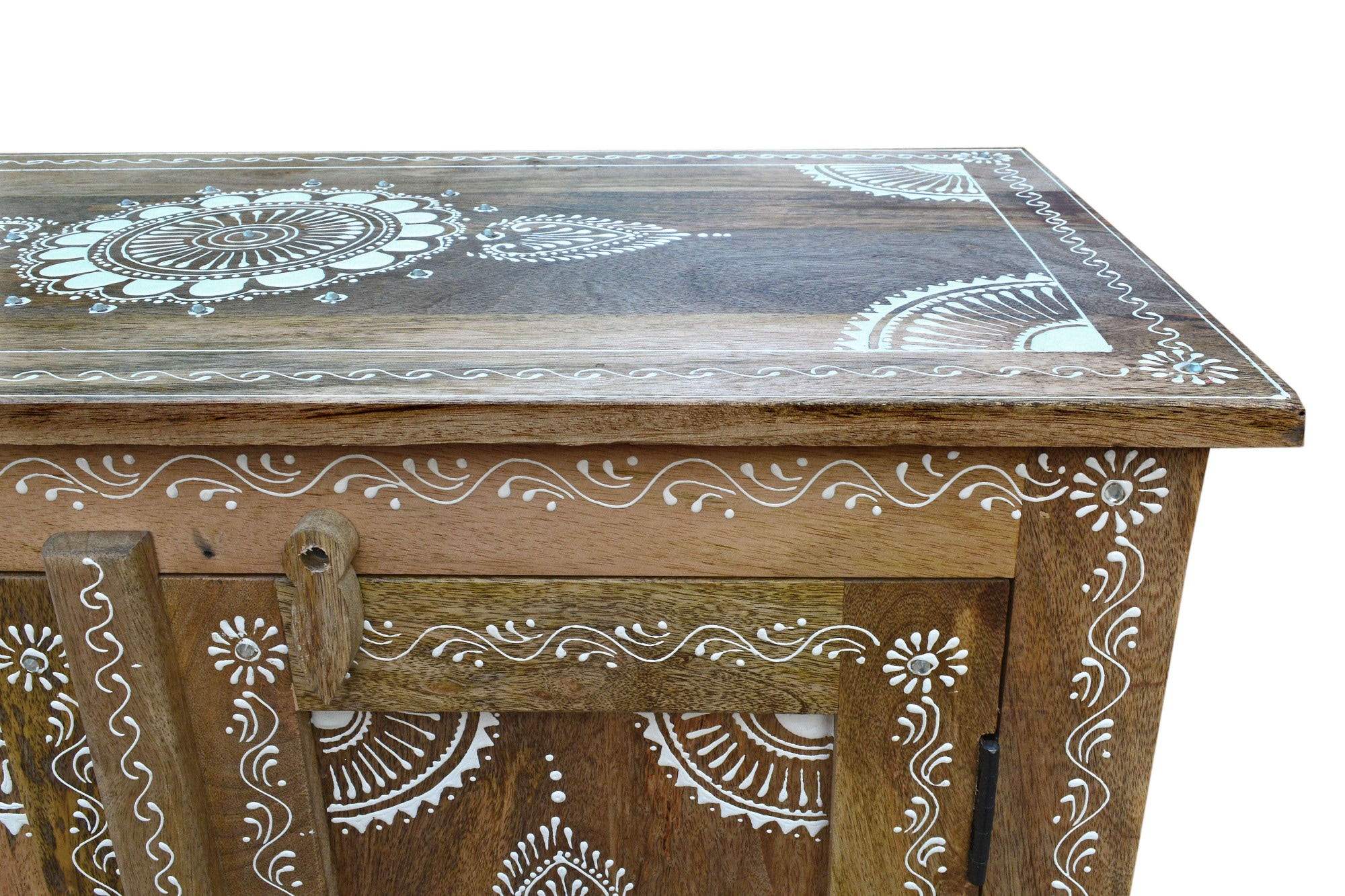 Home affaire Highboard »Gullaba« Kommode, Hand bemalt, Breite/Höhe 80/120 cm
