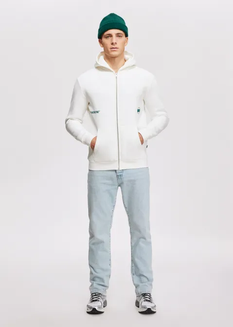 Sweatvest met rits off-white (WIT.O)